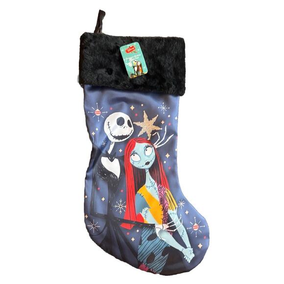 NWT NIGHTMARE BEFORE CHRISTMAS JACK & SALLY STOCKING 17' - Picture 1 of 2